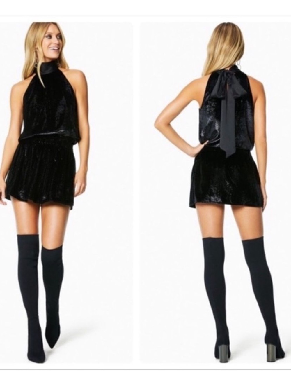 Ramy Brook Velvet Mini Dress Women’s Small Cocktail Sleeveless Mock V